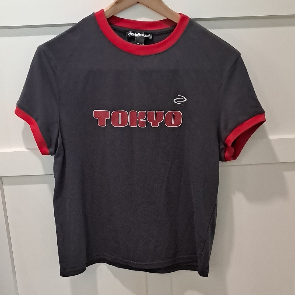 Charlotte Russe Gray and Red T-Shirt